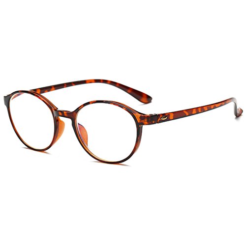 VEVESMUNDO Gafas de Lectura Mujer Hombre Bloqueo Luz Azul Presbicia Antireflejos Grandes Flexible Redondas Retro Calidad Para Ordenador Leer Trabajo Vista Graduadas (0, Leopardo)