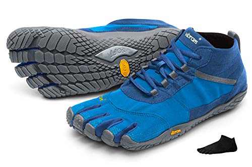 Vibram FiveFingers V-Trek - Juego de calcetín de dedos y dedos para hombre (con calcetines para los dedos de los pies), Azul / Gris, 45