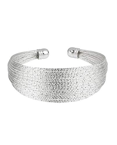 VIDAL & VIDAL Pulsera Chapado Plata Rígida Hilos