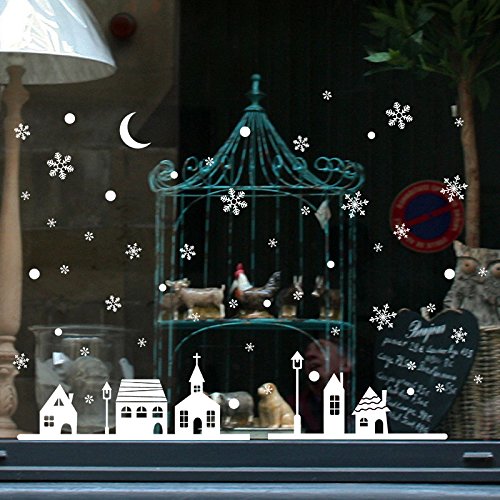 WARMWORD Copo De Nieve Navidad DecoracióN Pegatina CalcomaníA Ventana Vidrio Pared Puerta Vinilos Decorativos Autoadhesivo para Escaparate Tienda Hogar Pegatinas Ciudad 25 * 35cm