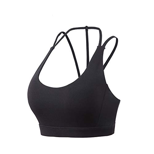 Winkey Mens Sujetador deportivo para mujer, chaleco corto de entrenamiento, parte superior resistente a los golpes, parte superior transpirable, para correr, entrenamiento, jumping y fitness. Negro XL