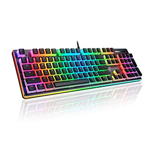 WYH Interruptor Rojo de Teclado de Juego mecánico RGB con Verdadero Teclado con Cable Anti-Fantasma retroiluminado RGB para Escribir y Jugador