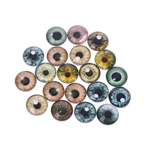 XIAN 20 piezas de cristal de ojos de muñeca de animales para manualidades de ojos de dinosaurio, accesorios de joyería hechos a mano 8 mm/12 mm/18 mm