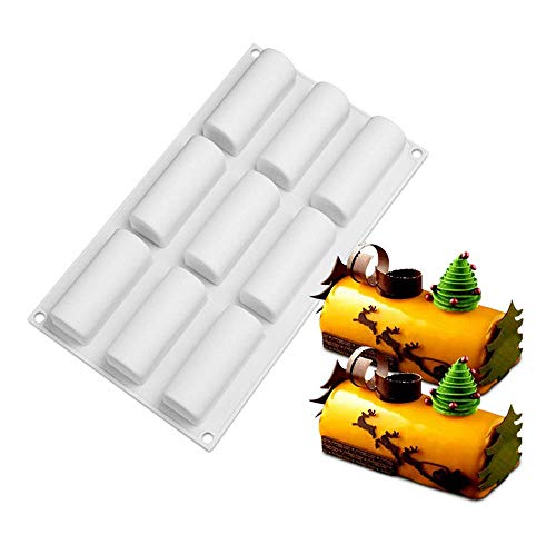 xiaoshenlu Molde Silicona, moldes Silicona 3D para postres pudín, 9 cavidades Forma de Rectángulo, Blanco