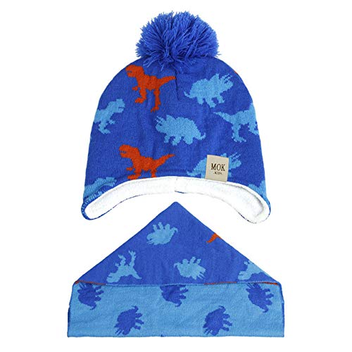 XMYNB Sombrero cálido Recién Nacido Beanie Sombrero De Fieltro Casquillos Calientes De Invierno para Los Niños De Los Muchachos del Capó Sombrero Conjuntos De Septiembre,Azul Septiembre,3-8 Años