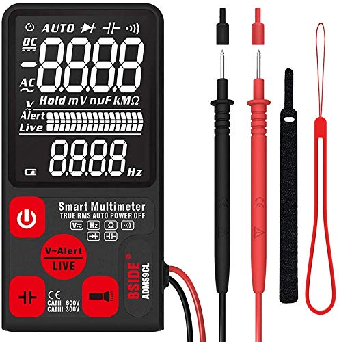 Yangers Multímetro digital de color naranja automático, voltímetro CA/CC, pantalla LCD, resistencia de tensión RMS y frecuencia continua, comprobador de continuidad CAT II 600 V III 300 V