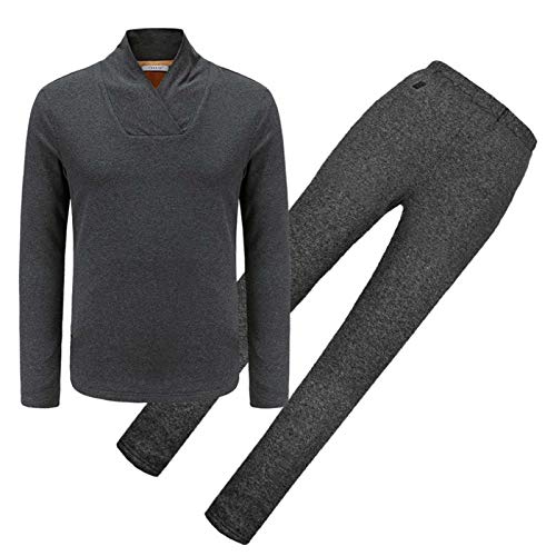 YANYUN Conjunto de Ropa Interior térmica climatizada eléctrica, con 9 Piezas de calefacción para Mujeres Collar de pie Cuello cálido Forro de Manga Larga Arriba y Pantalones Carga USB,Gris,XXXL