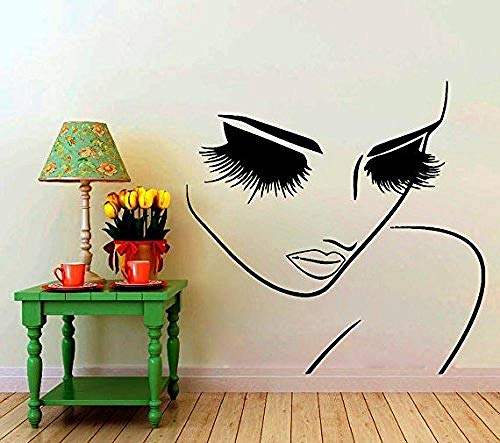 YFKSLAY Pegatina Silueta Ojos pestañas XXL 57 x 40 cm Pared Vinilo decoración Dormitorio salón de Belleza peluquería Centro de Belleza