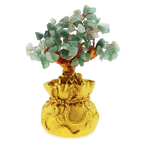 YINETTECH Feng Shui - Árbol de piedra de la suerte, diseño de árbol de cristal, para oficina, sala de estar, buena suerte, color verde