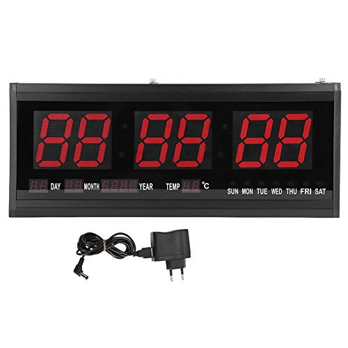 Ymiko Reloj LED Digital Grande Reloj de Pared Digital LED Moderno/Calendario Temporizador Pantalla Fecha Temperatura 24 o 12 Horas Oficina Enchufe de la UE 110V-240V - Montaje en Pared