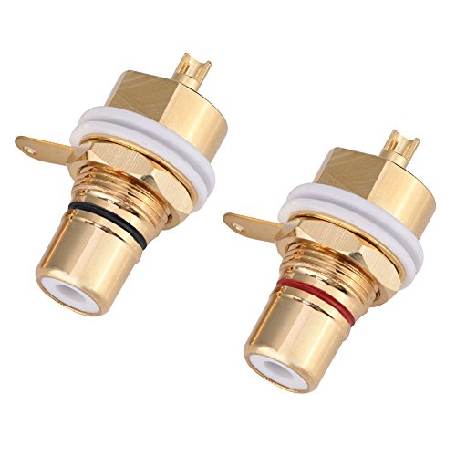 Yosoo Health Gear Conector RCA con Conector RCA para Amplificadores, Montaje En Panel RCA, Puede Fijar Un Panel Grueso de 2 mm, Abrir Un Orificio de Fijación de 12 mm de Diámetro