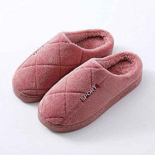 ypyrhh Zapatillas de Invierno Mujer Hombre Pantuflas,Par de Pantuflas de algodón cálido para Interiores,Pantuflas de Felpa de Fondo Grueso-Vino Rojo_40-41,de casa Suaves y cómodas Zapatillas