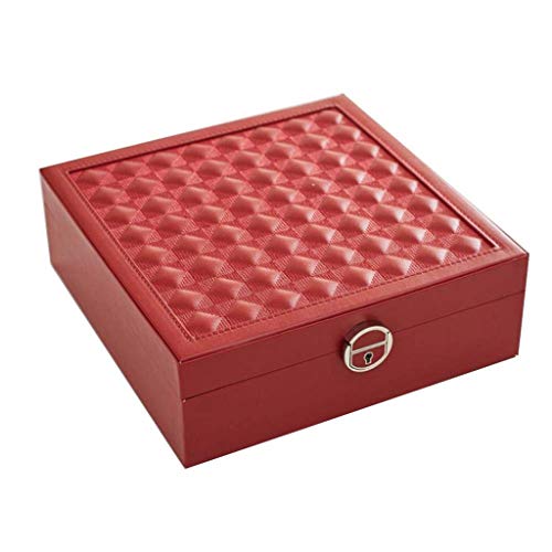 Yue668 - Caja de almacenamiento para joyas, pendientes, anillos, joyas, caja de almacenamiento, caja de almacenamiento, caja de madera, regalo 25,3 x 25,3 x 8,5 cm