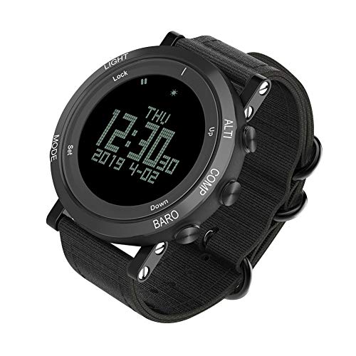 Zerone Exterior Digital Militar Multifunción Reloj Deportivo Impermeable Podómetro Brújula Distancia Altímetro Presión Cronómetro Función de retroiluminación EL.