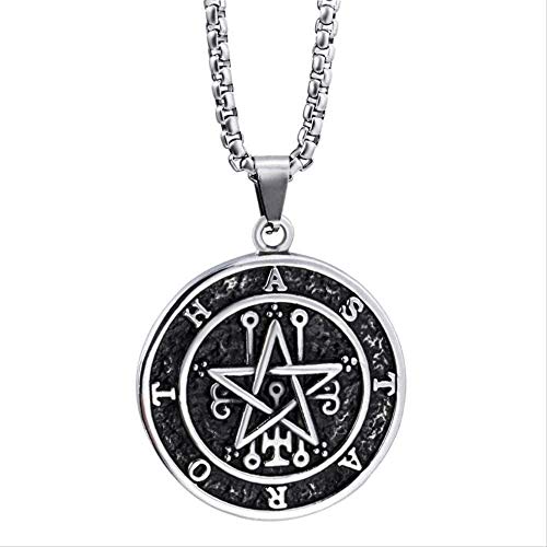 ZGYFJCH Co.,ltd Collar Moda Acero Inoxidable Collar Colgante Masculino Sello de Ambos Lados de Llave Astaroth de Salomón/Sello de Lilith Sello de Lucifer Sello Cadena 60Cm