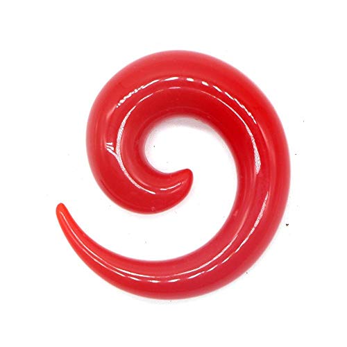 2 uds 1,2-20mm medidores de oreja en espiral acrílicos falsos tapones de estiramiento expansores de túnel joyería de perforación del cuerpo del lóbulo de la oreja-G-rojo_10 mm