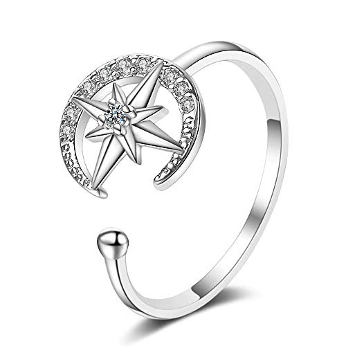 24 JOYAS Anillo Estrella Polar Redimensionable de Brillantes – Alianza de Amor Compromiso, Aniversario y Regalo romántico para Mujer