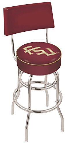 25 L7C4 - Chrome Double Ring Florida State (Script) Swivel Bar Stool with a Back by Holland Bar Stool Company by Holland Bar Stool