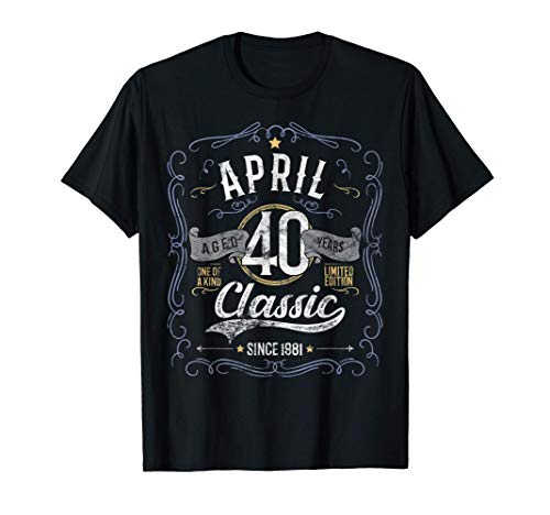 40 Year Old Gift Vintage Classic Since 1981 40th Birthday Camiseta