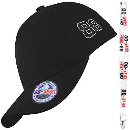 88-FLEX Gorra de Béisbol para Hombre Mujer - Regalo Llavero - El Mejor Baseball Cap Flex Fit Strech Back Apoyo - Algodón - Nueva Classica Modelo Urban Moda Vintage Trucker - Negro