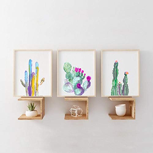 AdoDecor Acuarela impresión de Cactus Plantas suculentas Carteles Colorido Cactus Arte Lienzo Pintura botánica Cuadro de Pared hogar Pared Arte decoración 50x72cmx3 sin Marco