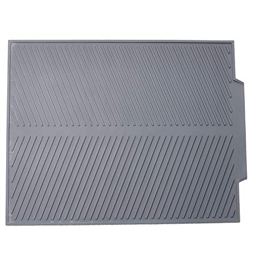 Alfombrilla Escurreplatos Silicona, Tapete Microfibra de Cocina Grande de poliéster y Microfibra para un Secado de Platos Rápido Gris 44 x 33cm x 0.6cm