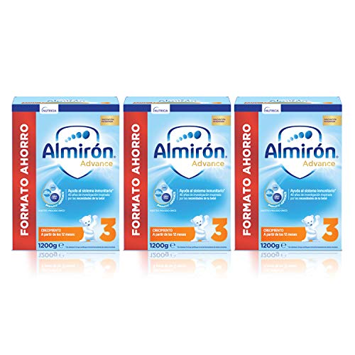 Almirón Advance 3, Leche de Crecimiento en Polvo para Bebé desde 12 Meses, Pack de 3x1.2kg