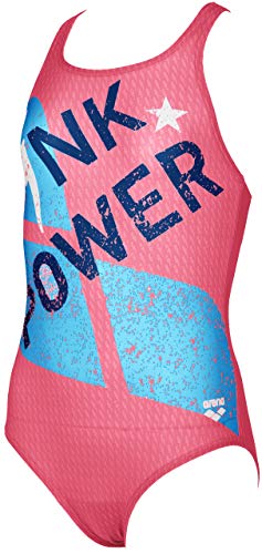 ARENA G Pink Power Jr V Back One Piece - Bañador para niña, Niñas, 001743, Rose-Bleu Marine, FR : M (Taille Fabricant : 8-9)