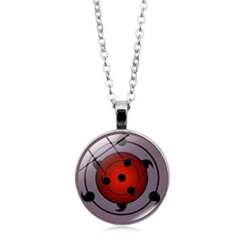 AZYVv Anime Naruto Escritura Ojo Redondo Tiempo Collar De Piedras Preciosas Joyería Popular Colgante De Cristal Joyería Cadena De Clavícula Unisex