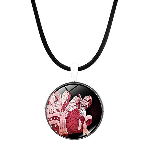 AZYVv Anime Naruto Tail Beast Time Collar De Cordón De Cuero con Piedras Preciosas Collar con Colgante De Metal Cadena De Clavícula Unisex