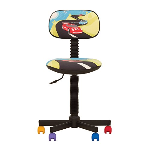 Bambo – Silla de escritorio infantil ergonómica, altura del asiento ajustable de 42 cm-56 cm, giratoria a 360 /ruedas multicolores/negras