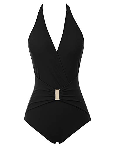 Bañador de Mujer Bikini Ropa de Baño de Una Pieza Negro XL CL010979-4