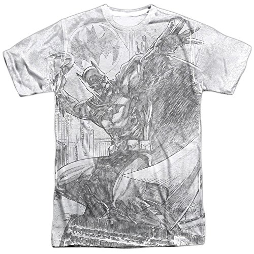 Batman Cartoon TV Series Movie Sketched Batarang Throw adulto camiseta de impresión frontal - Blanco - Medium