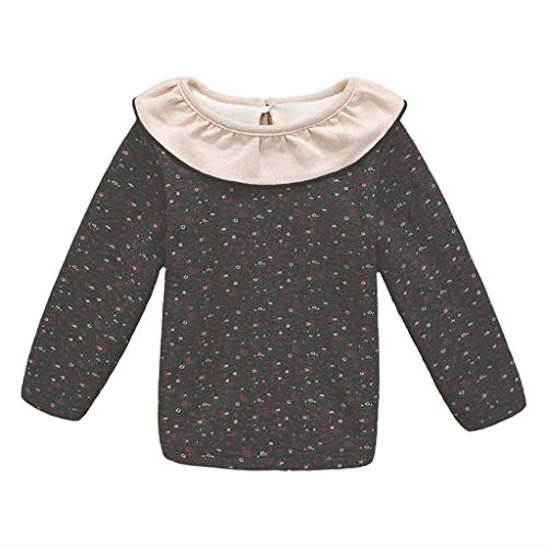 Bebé Impreso Niños Niñas Manga Larga Más Cuello De Encaje De Terciopelo Bebé Top Otoño Invierno Cálido Tops Niños Ropa Casual