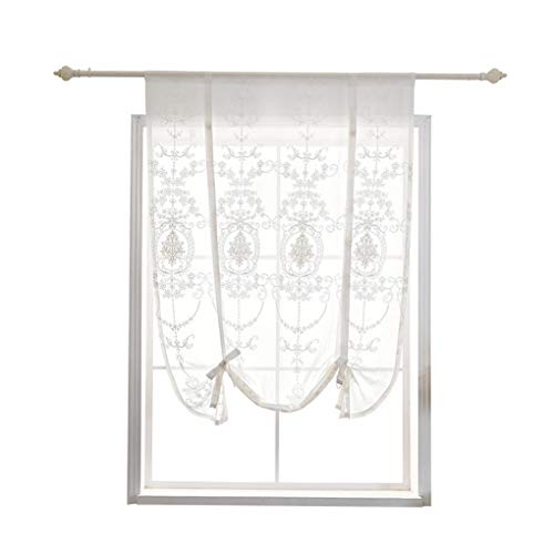 beIilan Floral Bordado Amarre de Cortinas Romanas Tap Tap Cenefa Superior Sheer Paneles Balcón Ventana Cortina Cubra Valance