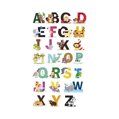 BESPORTBLE Adhesivos de Pared de Alfabeto Animal 26 Calcomanías de Pared de Animales con Letras en Inglés - Acuarela Abc Adhesivos de Pared Extraíbles para Sala de Estar de Dormitorio Infantil