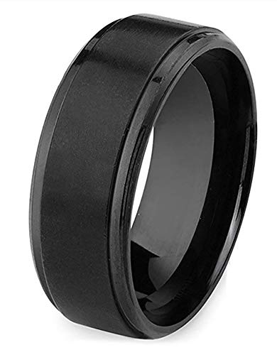 Besteel 1-2Piezas Acero Inoxidable Anillo para Hombre Mujer Pareja Aro Compromiso Boda Pedida Anillo Mate 8MM Plata y Negro