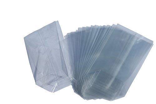 Beutel - Lote de 100 bolsas con base cuadrada (papel celofán, 95 x 190 mm), transparente