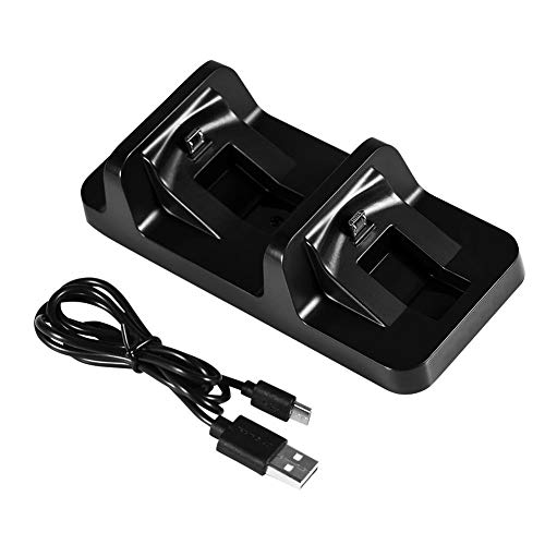 Bewinner Base de Carga Dual para PS4 Cargador para Mando PS4-Ligero, Sólido y Duradero Puerto Adaptador Micro USB Incorporado-Cargador Dual con Cable de Carga USB para PS4