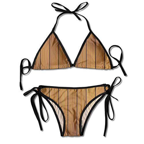 Bikini Trajes de baño Tablón de Madera Textura Árbol Suelo de Madera Estilo Vintage Ilustración Natural Conjuntos de Bikini Traje de baño Traje de baño