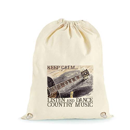 Bolsa para sombrero con texto "Keep calm". Listen and dance country music" con cierre de trinquete con cordón, fabricado en Italia