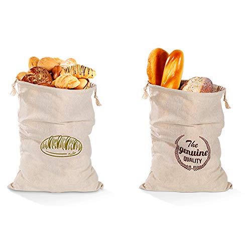 Bolsas de pan de lino, 2 unidades, sin blanquear, reutilizable alimentos almacenamiento para casa artesana pan, 30x40cm