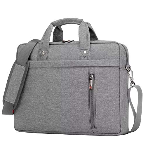 BOTRE Bandolera para Portátil Bolso de Nylon Maletín para Laptop 15.6 17.3" Pulgadas Expandible Hidrófugo Bolsa del Hombro para Computadora Viajes Negocios Trabajo Escuela (17 Pulgadas, Gris)