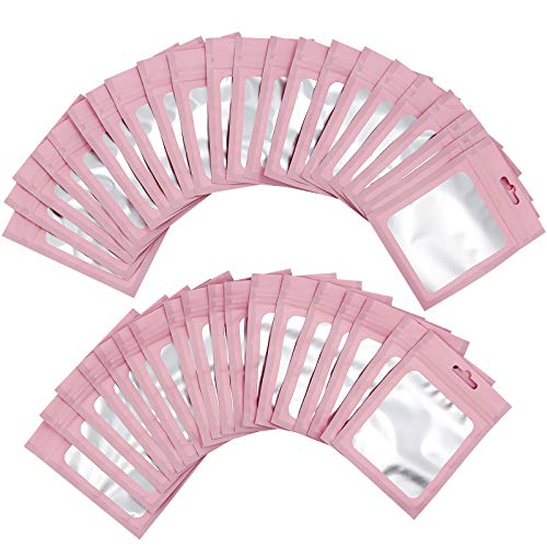 BQTQ 150 Piezas Bolsa de Papel de Aluminio Resellable de Bolsa Ziplock Plana, Rosado, 9x12cm