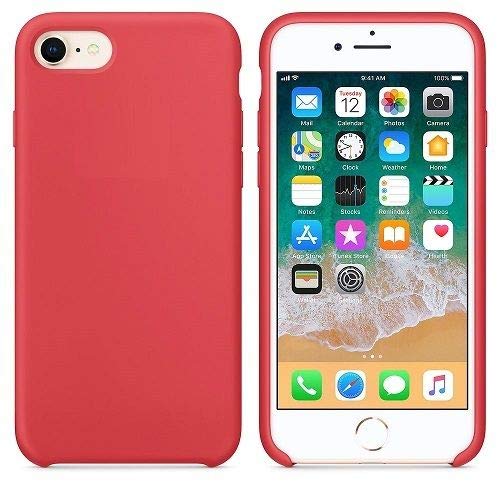 CABLEPELADO Funda Silicona iPhone 7/8 Textura Suave Color Rojo Frambuesa