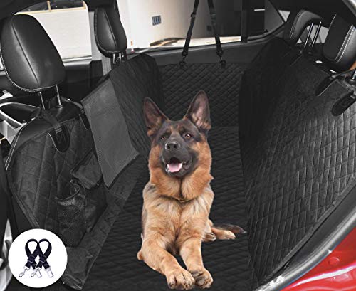 Cadosoigh Funda Perros Coche, Funda de Asiento para Perros Impermeable y Resistente, Protector Coche Perros con Rejilla Flexible Pasar Aire, Universal para SUV, Camión, Transportar y Viaje (Negro)