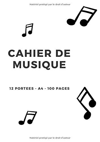 Cahier de musique: 100 fiches à compléter. Carnet de partitions avec portées et espaces pour la composition musicale. Grand format A4.