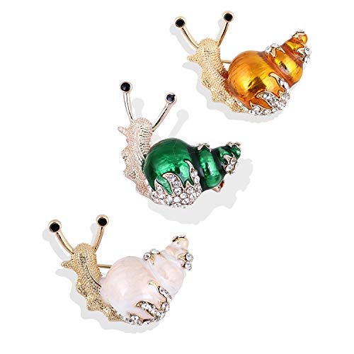 CAILI Broche de Caracol,Lindo Broche de Insectos,Broche con Incrustaciones de Aleación,Accesorios de Vestido de Noche, Accesorios de Moda,con una Caja Hermosa (3 Piezas, Oro + Blanco + Verde)