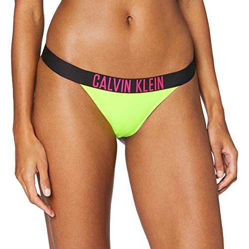 Calvin Klein Brazilian-n Parte de Arriba de Bikini, Amarillo (Safety Yellow ZAA), XS para Mujer