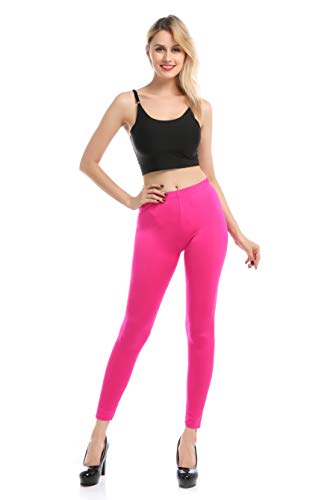 Carnavalife Leggings Malla Elástica de Tiro Alto/Pantalones Largos Deportiva Danza Running Fitness para Mujer (Fusia, L-XL)